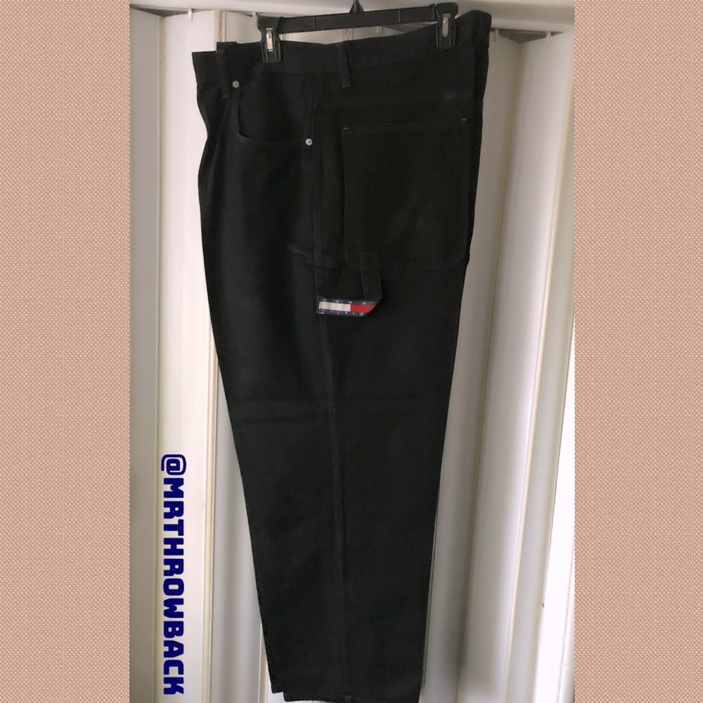 VINTAGE TOMMY HILFIGER Black Cargo Style Jeans W38xL32 Great Condition!